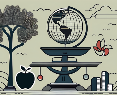 A balanced scale with one side holding typical teaching tools (like a globe