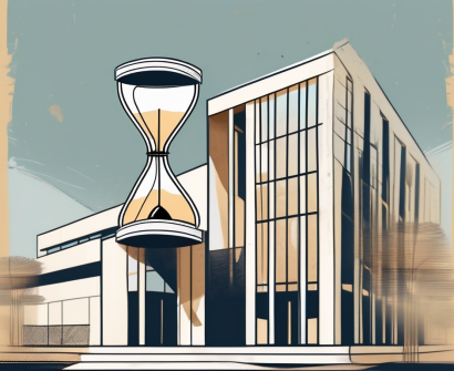An international school building in egypt with a symbolic hourglass nearby