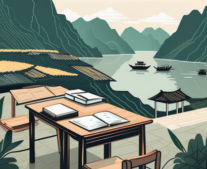 A traditional vietnamese classroom with a chalkboard