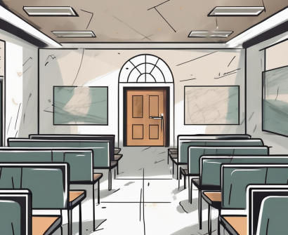 A classroom setting in dubai with noticeable barriers such as a locked gate