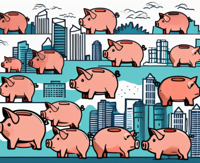 Eight different piggy banks