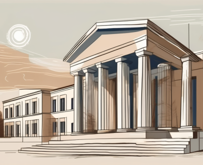 An international school building in greece surrounded by ancient greek architecture