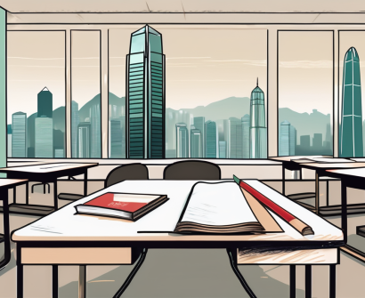 A landscape featuring iconic hong kong skyscrapers