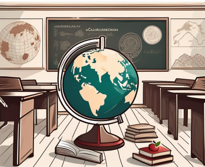 A classroom setting with indonesian cultural elements