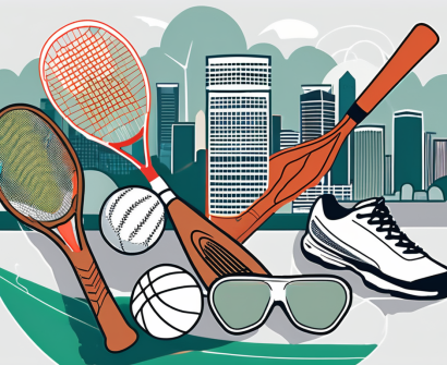 Various sports equipment like a football