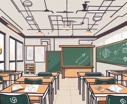 A classroom in hong kong with an iqts (interactive qualitative teaching system) prominently displayed