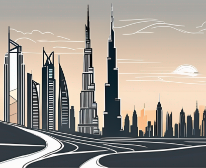 A dubai skyline with iconic landmarks like the burj khalifa