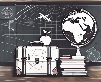 A classroom setting with a globe focused on cambodia