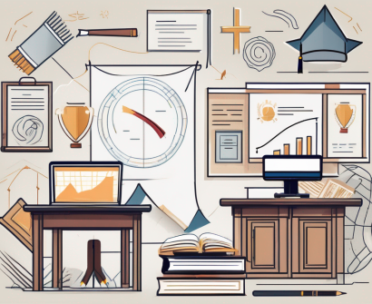 A classroom setting with diverse educational tools and symbols representing thailand and the philippines