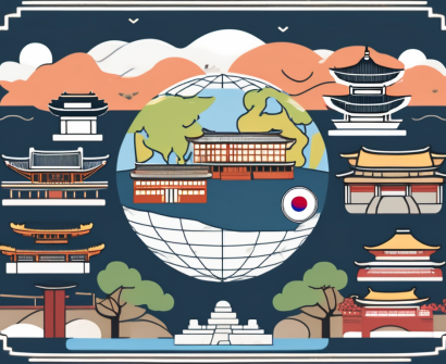 Various iconic south korean landmarks like the n seoul tower