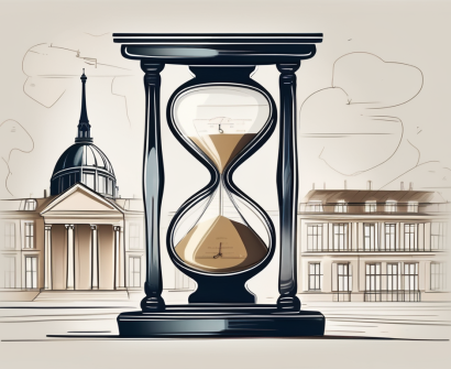 A parisian international school with a symbolic hourglass in the foreground
