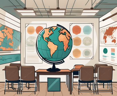 A classroom setting with diverse teaching tools and resources
