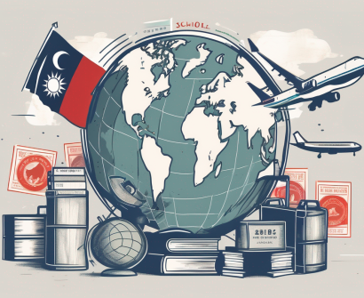 A collection of symbolic items such as a globe