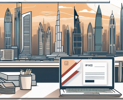 A classroom setting in dubai with a desk containing documents symbolizing visa requirements