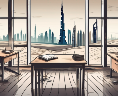 A traditional classroom setting in dubai with a chalkboard