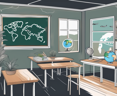 A classroom with malaysian cultural elements