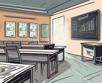 A classroom setting in dubai with a chalkboard