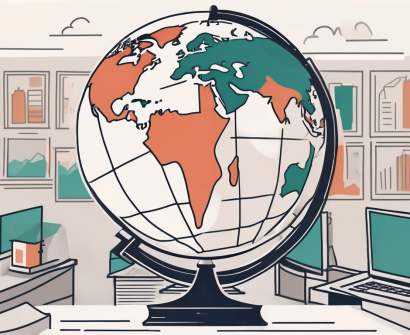A classroom setting with a graduation cap and a globe focused on hong kong