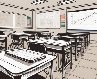 A thai classroom equipped with advanced technology devices like tablets