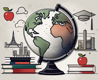 A graduation cap placed on top of a globe focusing on singapore