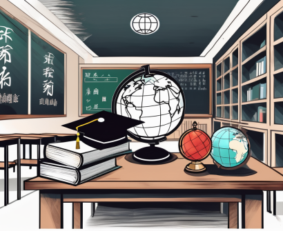 A classroom setting with english textbooks