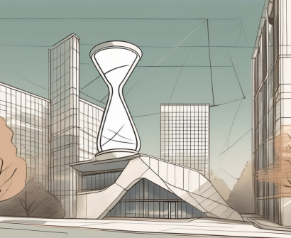 An international school building in seoul with a symbolic hourglass nearby