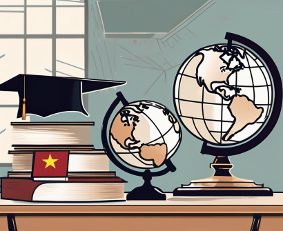 A classic classroom setting with a globe on the desk