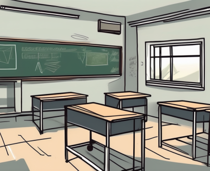 A classroom setting in thailand with visible obstacles like a broken chalkboard