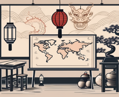 A classroom setting with a chalkboard