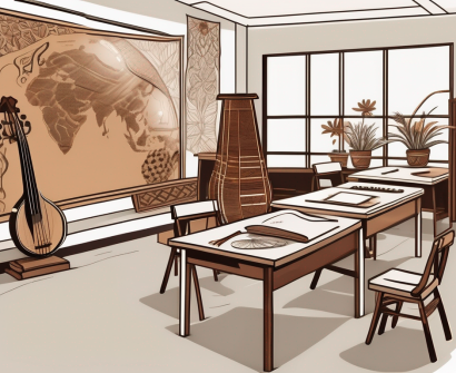 A classroom setting with indonesian cultural elements