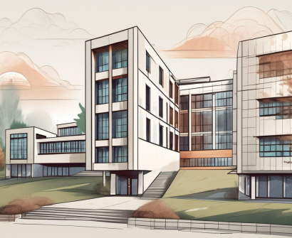 A diverse collection of five different school buildings