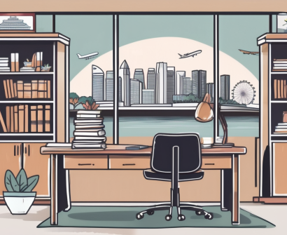 A classroom setting in singapore with tefl (teaching english as a foreign language) books on a desk