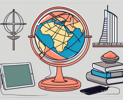 Four different symbols representing modern teaching techniques such as a digital tablet