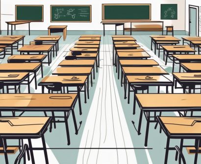 A diverse set of school desks