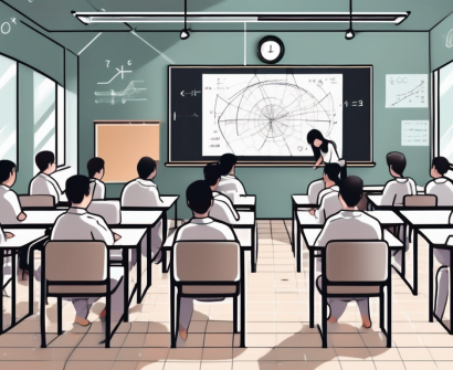 A classroom setting in malaysia with diverse educational tools