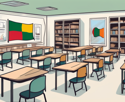 A classroom setting in saudi arabia with elements symbolizing diversity such as different colored chairs