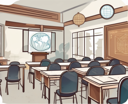 A classroom setting with thai cultural elements