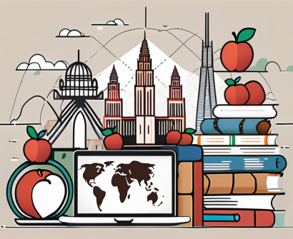 A diverse collection of school-related items such as books