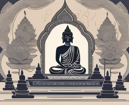 A traditional thai classroom with cultural elements such as buddha statues