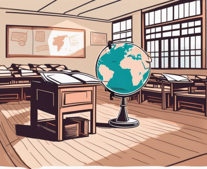 A traditional vietnamese classroom with a globe