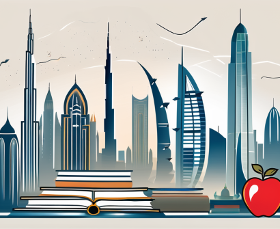 The dubai skyline with seven distinct landmarks