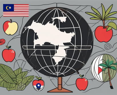 A diverse array of symbolic items representing teaching and malaysia