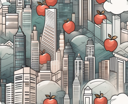 A bustling hong kong cityscape with symbols of education like a graduation cap