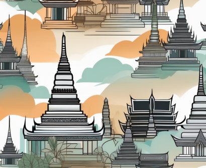 A thai city skyline with notable landmarks
