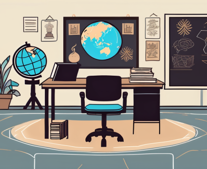 A classroom setting with diverse educational tools and resources