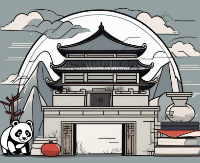 A classroom with various educational tools and elements that represent china