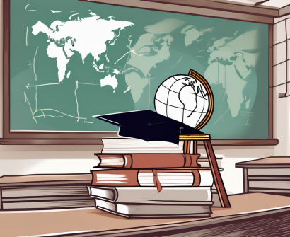 A classroom setting in thailand with a pile of books