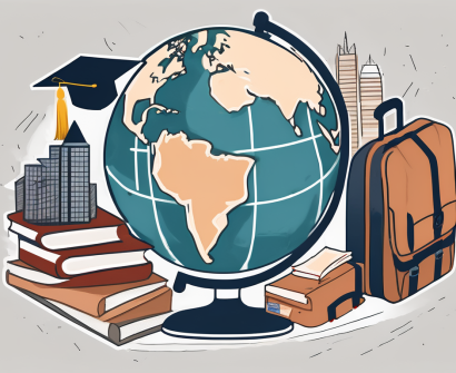 A classroom setting with a globe