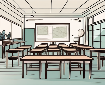 A classroom setting in thailand with teaching aids and an interview setup