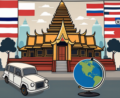 A classroom with international flags